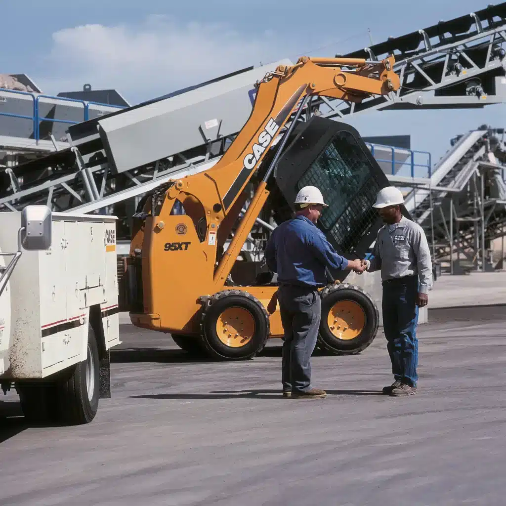 Service technician servicing equipment