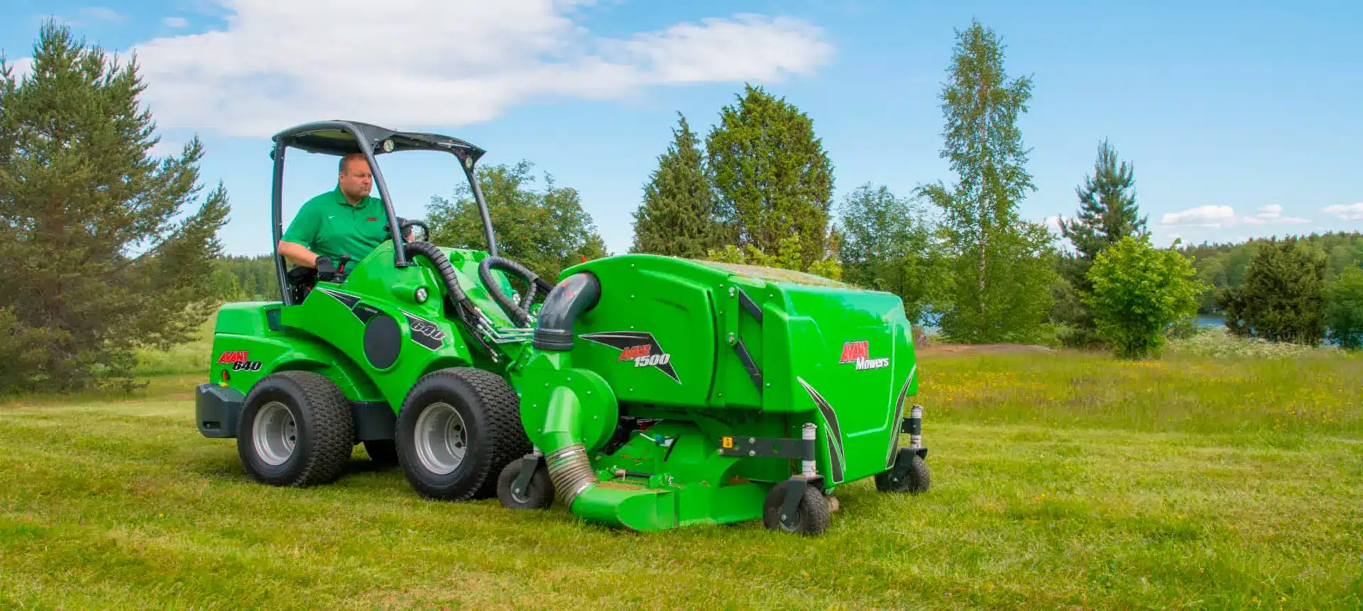 Avant collecting mower